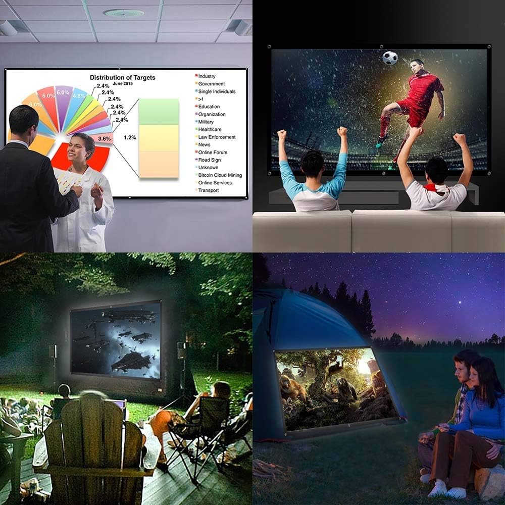 120 inch 16:9 Screen for Projector Portable Projector Screen Foldable Projection Screen Front Rear for Home Theater Outdoor