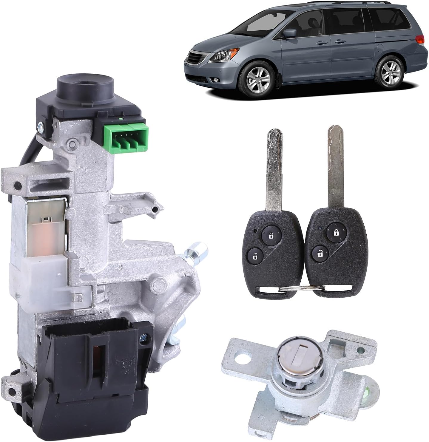 Complete Ignition Key Switch Cylinder & Door Lock Set Fit for 2005-2010 Honda Odyssey 3.5L V6 Ignition Door Lock Cylinder Kit with 2 Keys Replace 72185-SHJ-A01 06351-SCV-C10 Lock Key