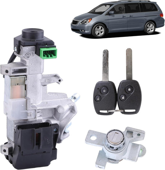 Complete Ignition Key Switch Cylinder & Door Lock Set Fit for 2005-2010 Honda Odyssey 3.5L V6 Ignition Door Lock Cylinder Kit with 2 Keys Replace 72185-SHJ-A01 06351-SCV-C10 Lock Key