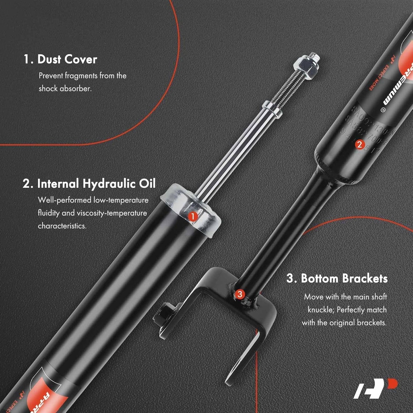 A-Premium Rear Pair (2) Shock Absorber Strut Assembly Compatible with Dodge Dart 2013 2014 2015 2016, Driver and Passenger Side