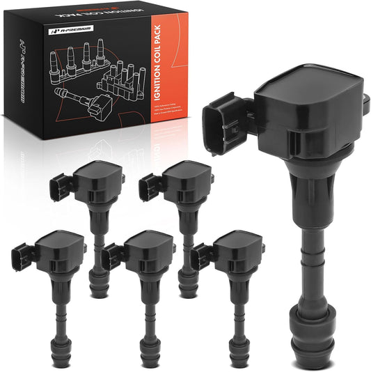 A-Premium Set of 6 Ignition Coil Packs Compatible with Nissan Altima 2002-2006, Murano 2005-2008, Quest 2004-2009 3.5L, Frontier 2005-2020 4.0L & Infiniti I35 2002-2004, QX4 2001-2003 3.5L