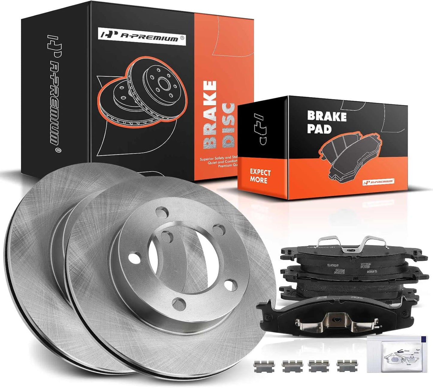 A-Premium 12.13 inch (308mm) Front Drilled and Slotted Disc Brake Rotors + Ceramic Pads Kit Compatible with Select Ford Models - For F-150 1997 1998 1999 2000 2001 2002 2003, 4WD 5-Lug, 6-PC Set