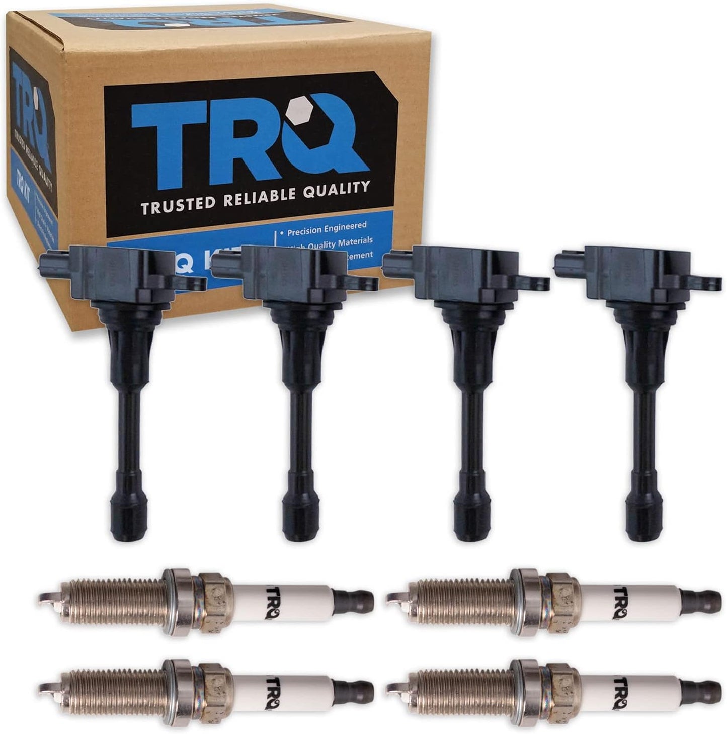 TRQ Ignition Kit Ignition Coil Set Spark Plugs Compatible with 2007-2011 Hyundai Accent 2009-2011 Kia Rio Rio5
