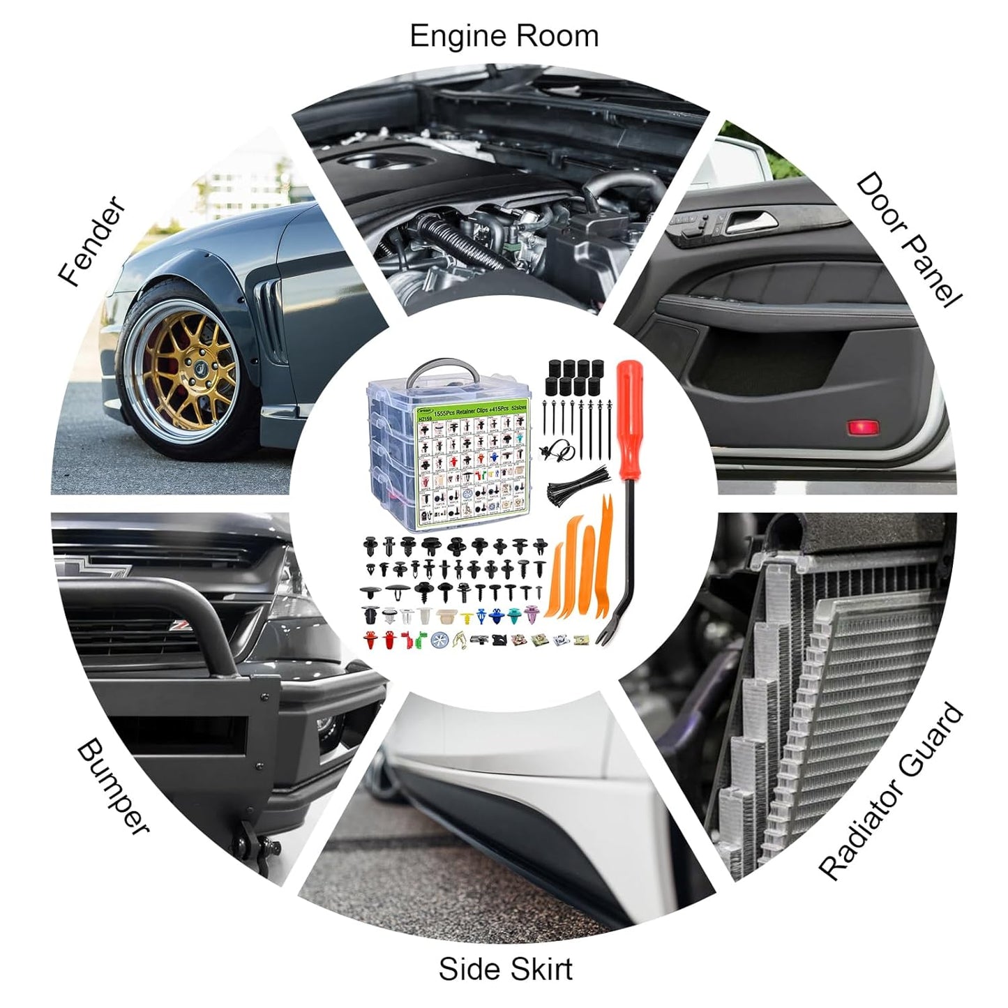 1970Pcs Automotive Push Retainer Clips Body Fasteners Clips 52 Most Popular Sizes Plastic Fasteners Kit Fender Rivet Clips Nylon Auto Push Pin Rivets for Toyota Ford Honda Fits Most Vehicle Brands