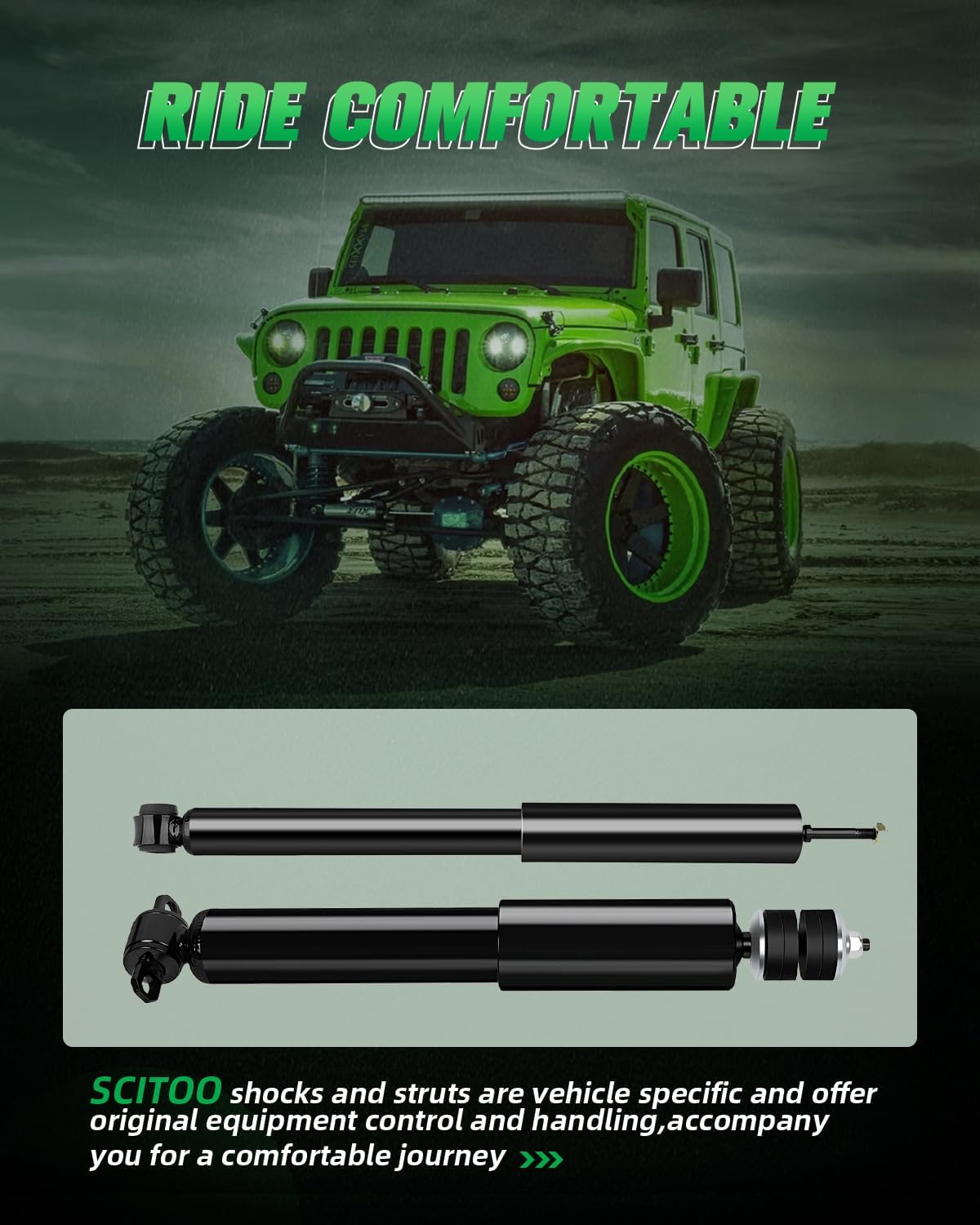 SCITOO Front and Rear Shock Absorbers Struts Compatible with 1993-2002 for Ford for Crown Victoria, 1981-2002 for Lincoln for Town Car, Replace 344424 343135 4PCS