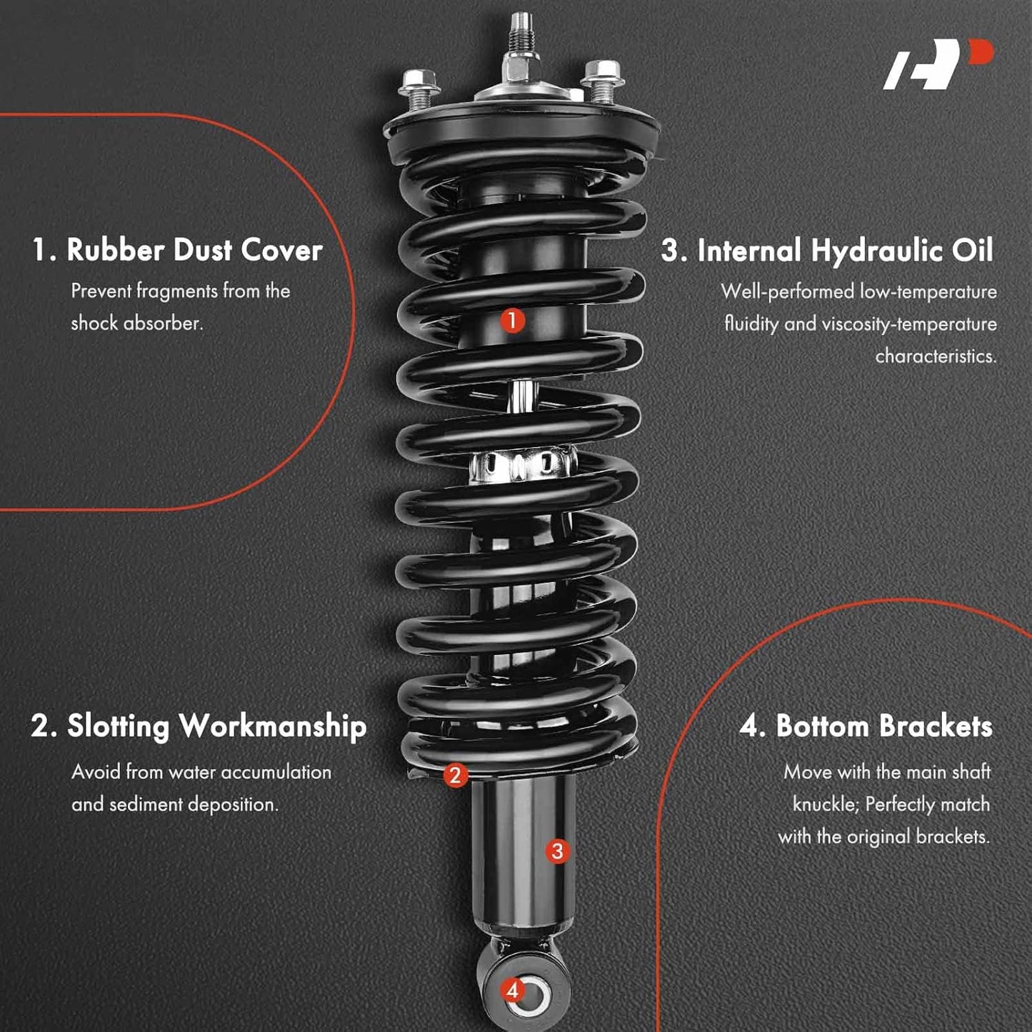 A-Premium Rear Pair (2) Complete Shock Strut & Coil Spring Assembly Compatible with Hyundai Sonata 2000-2005 & Kia Optima 2001-2006