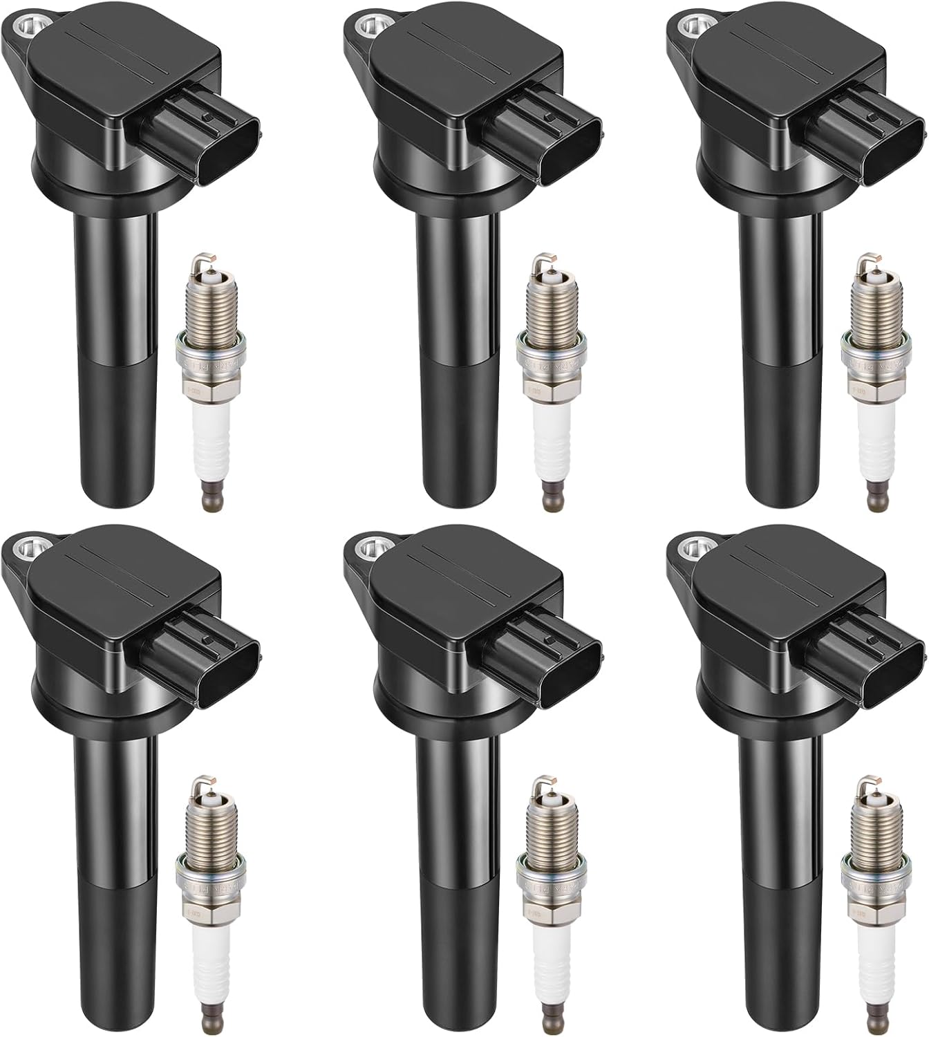 BDFHYK Ignition Coil Pack UF807 and Iridium Spark Plugs 93175 Compatible with Chrysler Pacifica Dodge Durango Jeep Grand Cherokee Wrangler Ram 1500 3.6L V6 68223569AB LKR7DIX-11S, Sets of 6