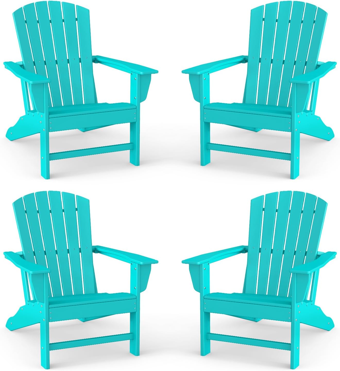 BRIOPAWS Adirondack-Chairs-Set of 4 | Fire Pit Chair | Oversized | HDPE Plastic | Weather Resistant | for Deck Outdoor Poolside Campfire | Blue