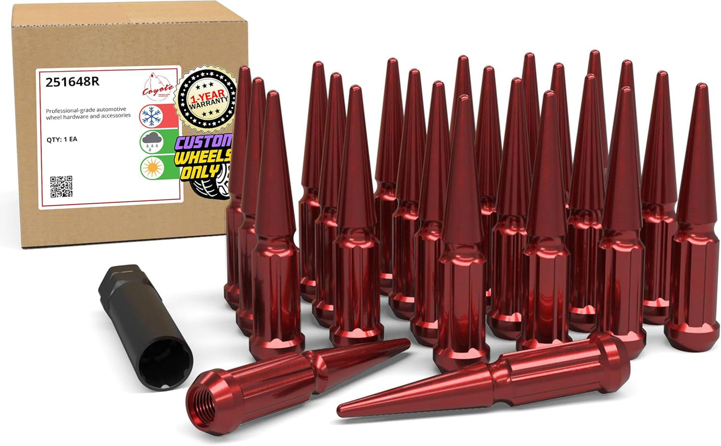 Wheel Accessories Parts 20 Pcs M12x1.5 12x1.5 Thread Spike Spline 4.40" Long Lug Nuts Chrome 7/8" & 13/16" Hex Fits Chevy Blazer S10 ｜ GMC Jimmy S15 ｜ Bronco Sport