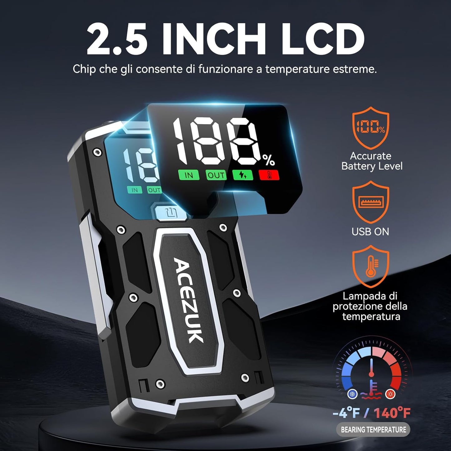 Car Jump Starter,12V 8-in-1 Jump Starter Battery Pack 3000A, Up to 7.0L Gas & 5.5L Diesel Engines Quick Charge 3.0 Power Bank Jumper Cable with LED,Large Screen