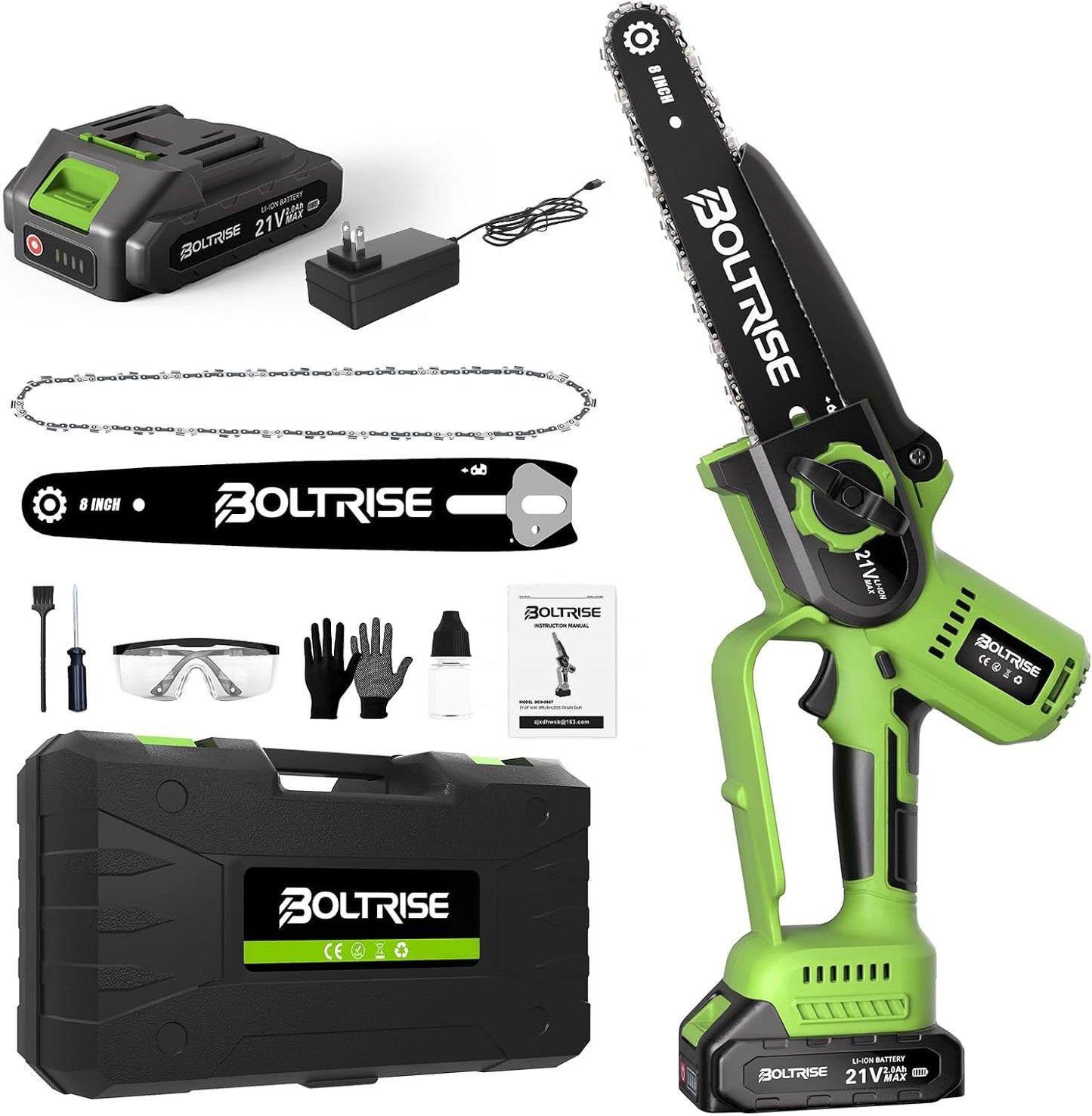 12 Inch Cordless Brushless Electric Chainsaw, 2 × 4.0Ah Batteries & Auto Oiler Security Lock, 42 FT/S Powered Compact HandHeld Chain Saw, for Tree Trimming, Wood Cutting Garden, Pruning