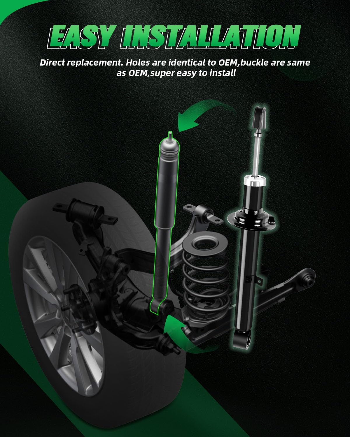 SCITOO Front Shock Absorbers Fit for Lexus IS250 2006-2013,for Lexus IS350 2006-2013 Auto Shocks 551130 39131 551131 39132 -Set of 2