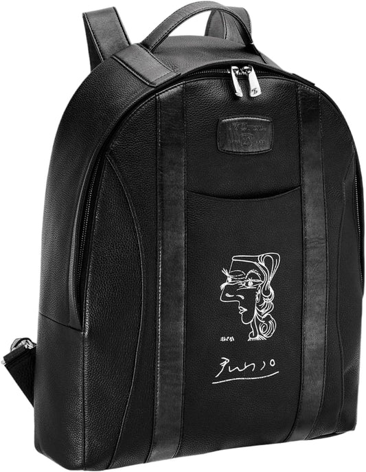 S.T. Dupont Line D Soft Grain Leather Black Backpack Picasso - Profil de Femme, 181266, Large