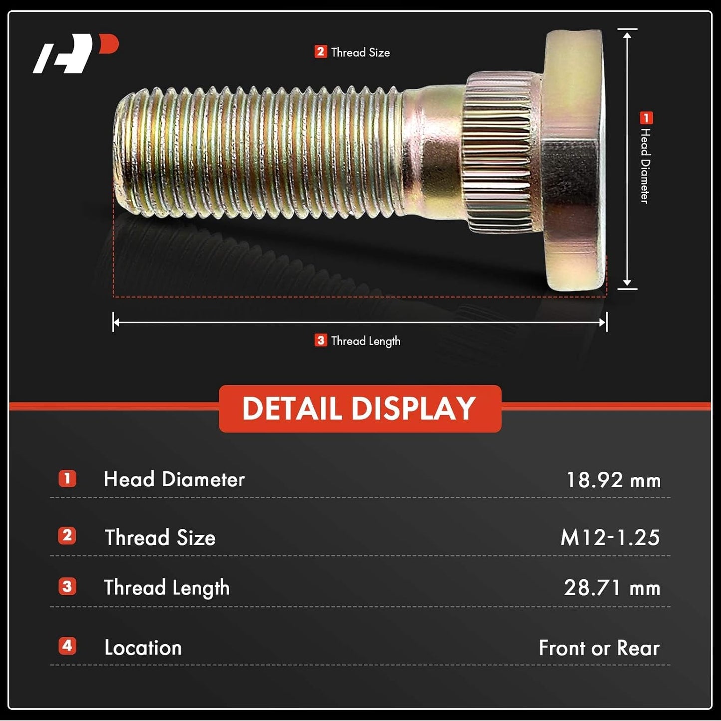 A-Premium M12-1.25 Wheel Studs Compatible with Nissan Altima Rogue Frontier Cube Juke LEAF Maxima Pathfinder INFINITI Front and Rear Side 20-PC Set