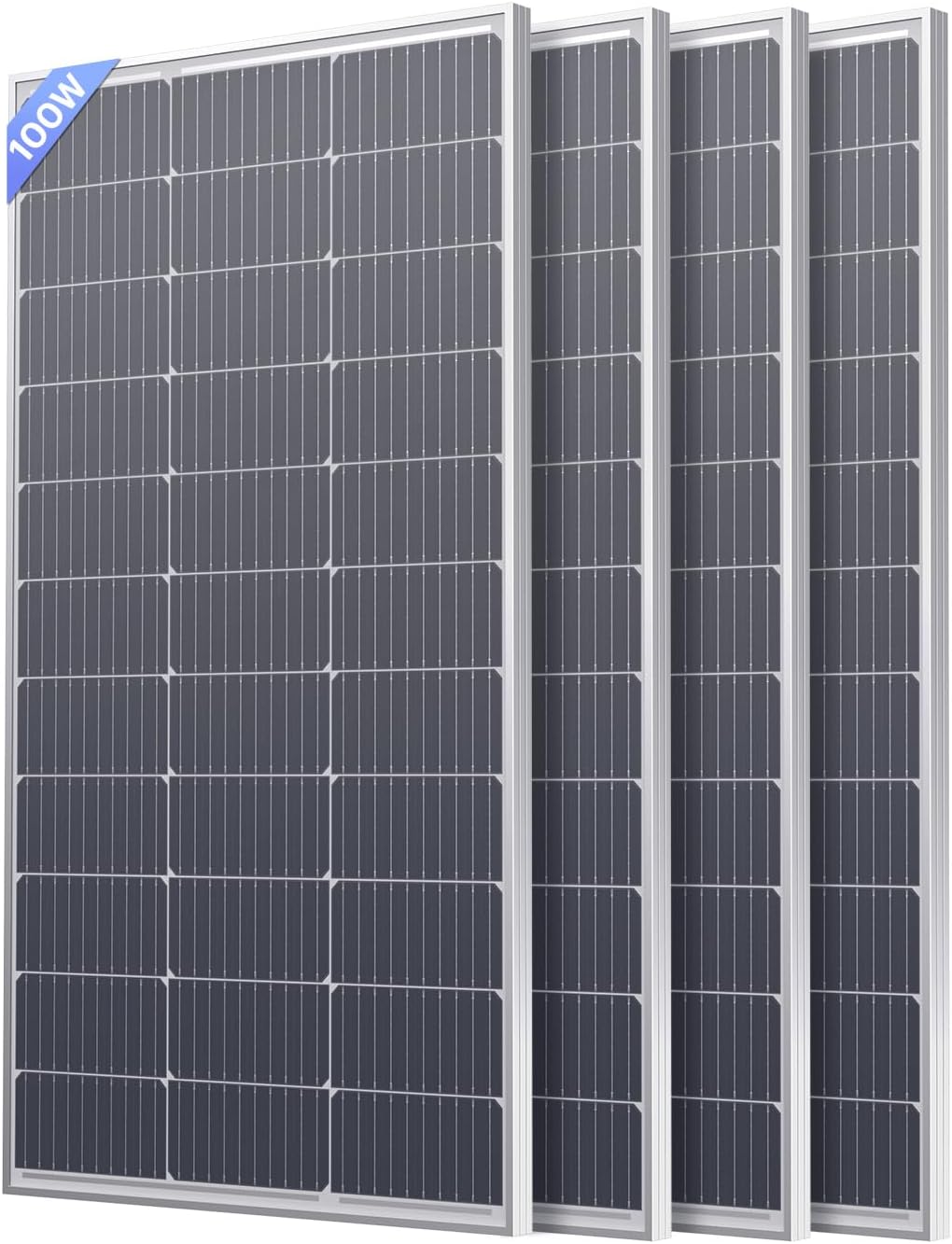 12V 100W Solar Panel,100 Watt Solar Panel with Over-Power Design,High Efficiency Monocrystalline PV Modules,Ideal for RV, Trailer, Camper, Marine, Rooftop,Home, Farm, Off-Grid (1PCS 100w)
