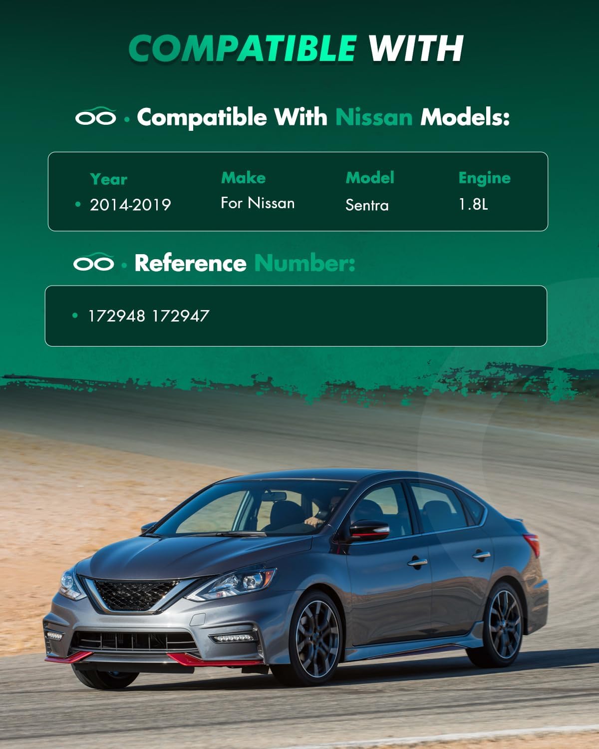 SCITOO Front Shock Absorber Assembly Fit for 2013-2018 for Nissan Sentra, Complete Shock and Strut Assembly Kit Fit for 172948 172947 2PCS