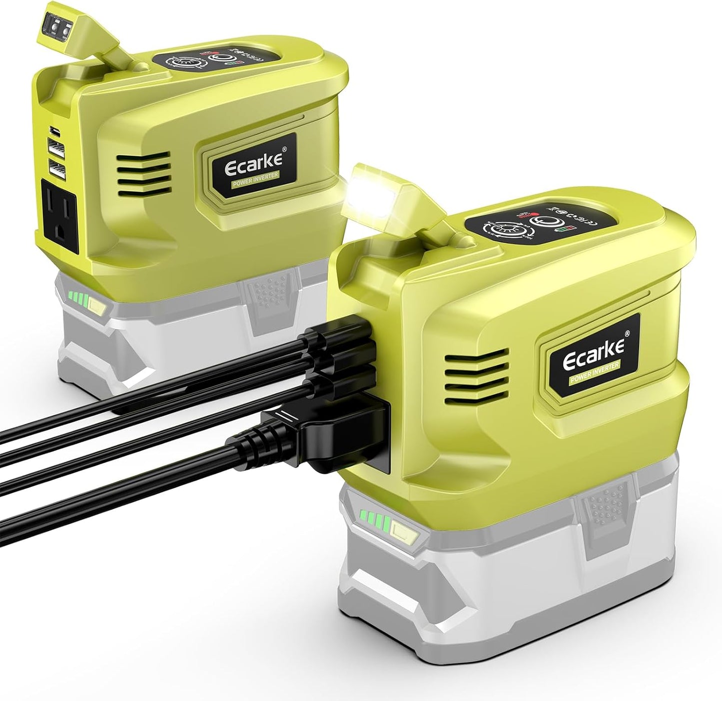 200W Portable Power Inverter Compatible with Dewalt 20V,Ecarke Outdoor Generato Battery Converter with 2 USB&amp;LED&amp;AC Battery Powered Outlet (2PC Compatible with DeWalt 20V)