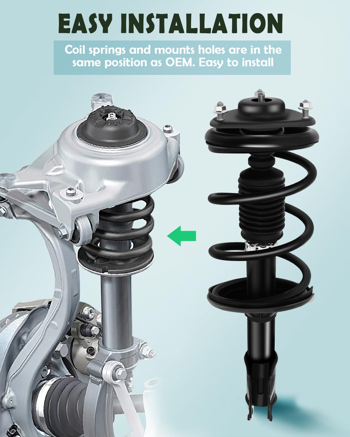 SCITOO Front Shock Absorber Assembly Fit for 2002-2007 for Mitsubishi Lancer, Complete Shock and Strut Assembly Kit Fit for 172142 2PCS