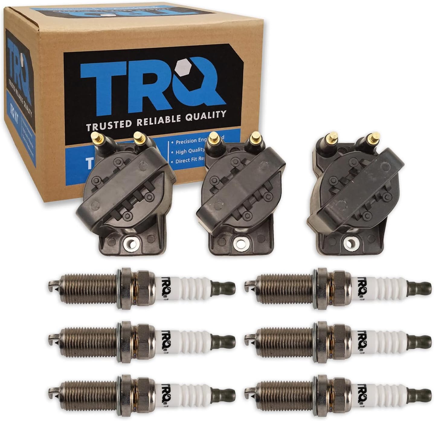 TRQ Ignition Kit Ignition Coil Set Spark Plugs Compatible with 2007-2011 Hyundai Accent 2009-2011 Kia Rio Rio5