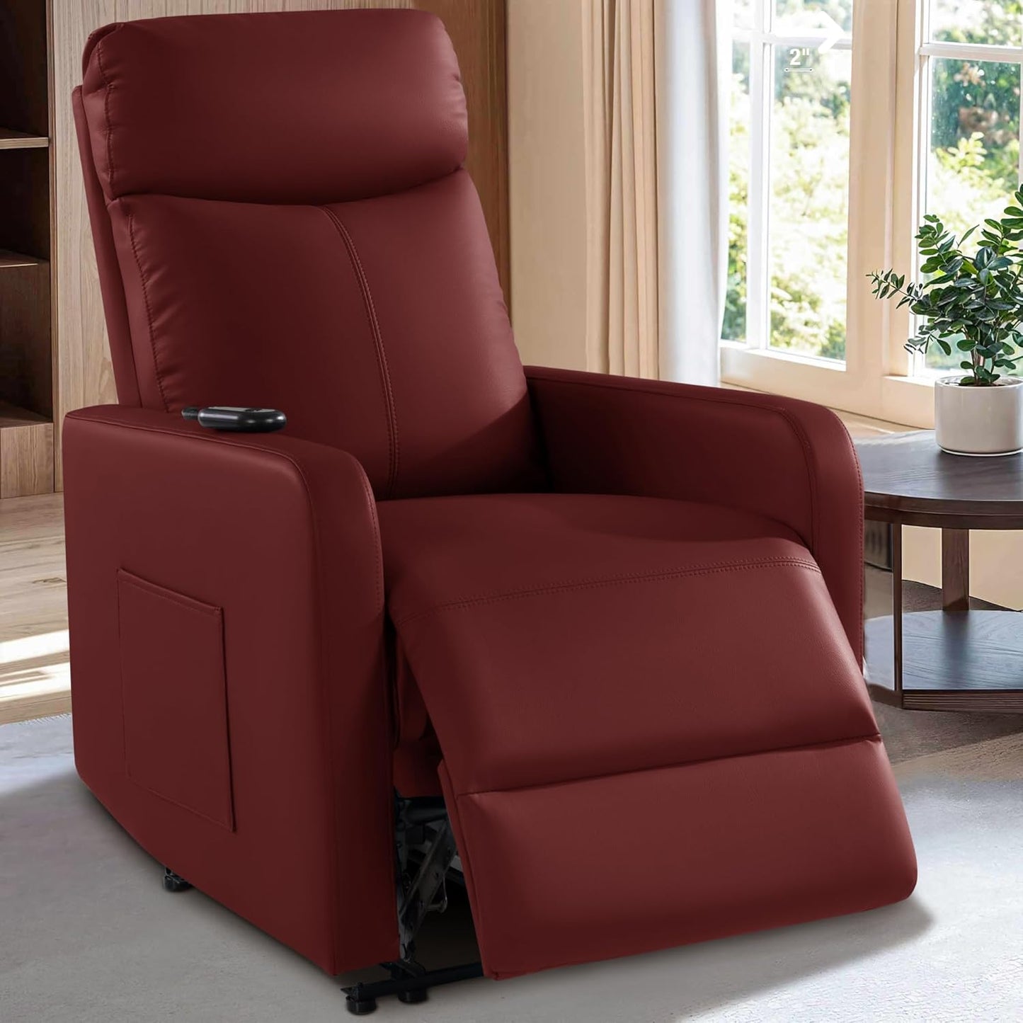 Zero Wall Power Recliner Chairs, Small Recliner for Small Spaces and Petite People Man Woman (1, Dark Brown Faux Leather)