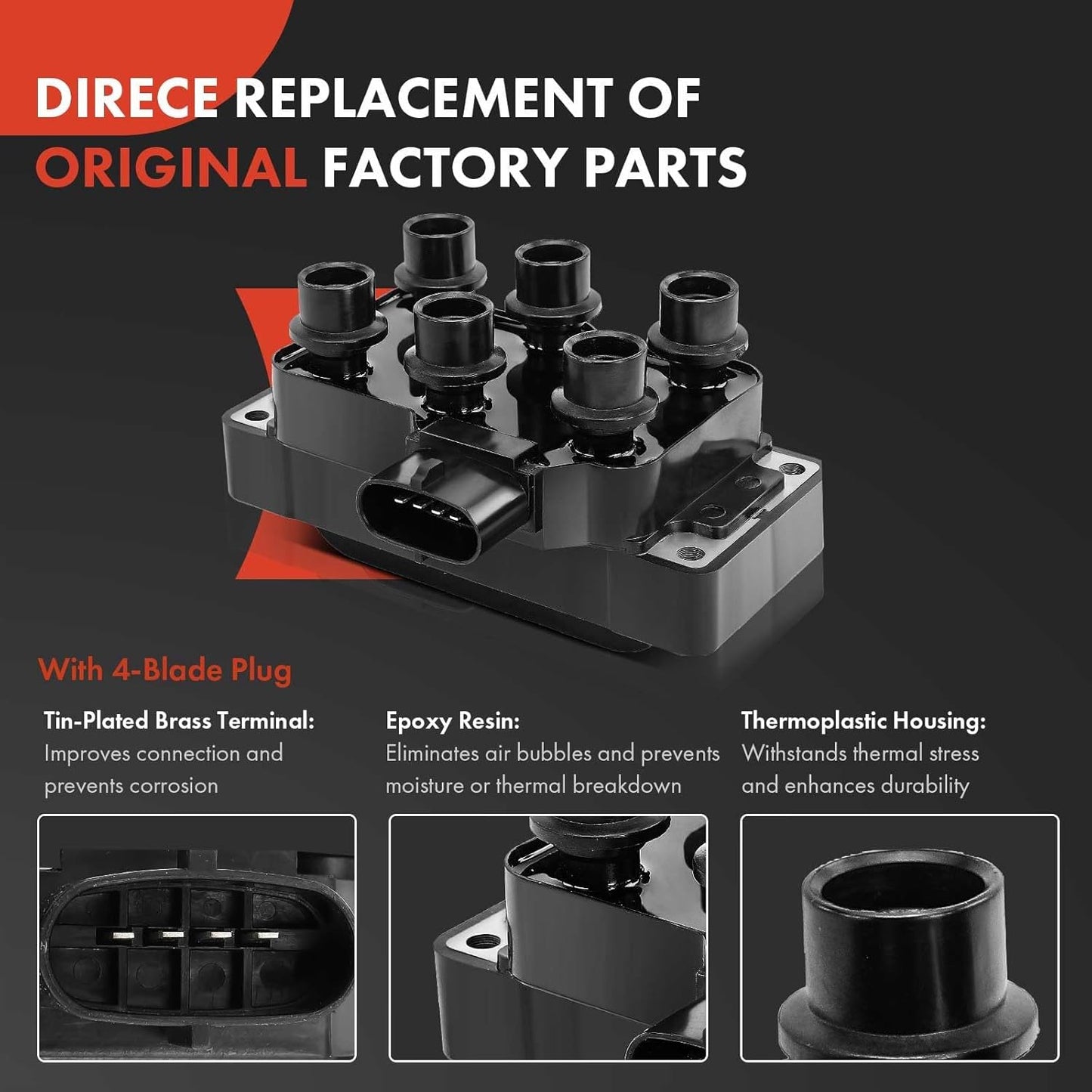A-Premium 1 Ignition Coils with 6 Spark plug Wires and 6 Iridium Spark Plugs Compatible with Ford Explorer 2006-2010, Explorer Sport Trac, Mustang, Ranger & Mazda B4000 & Mercury Mountaineer, V6 4.0L