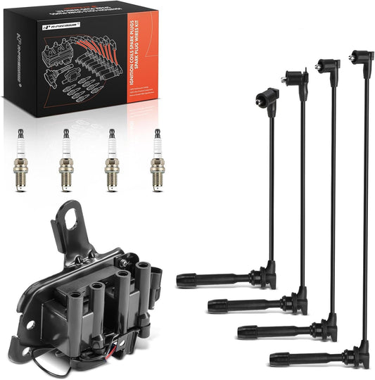 A-Premium 1 Ignition Coils with 4 Wire and 4 Iridium Spark Plugs Compatible with Hyundai Elantra 1996-2000, Tiburon 1997-2001, 1.8L 2.0L