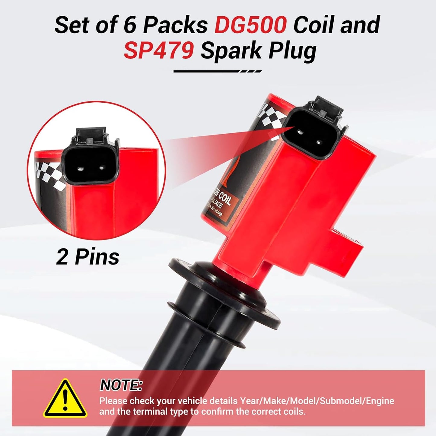 CarBole 6 Ignition Coil Packs DG500 FD502 and Spark Plugs SP493, Replacement for Ford Escape Freestyles Taurus, Mercury Mariner Montego Sable, OE# UF406 DG513 FD495 C1458 C1387