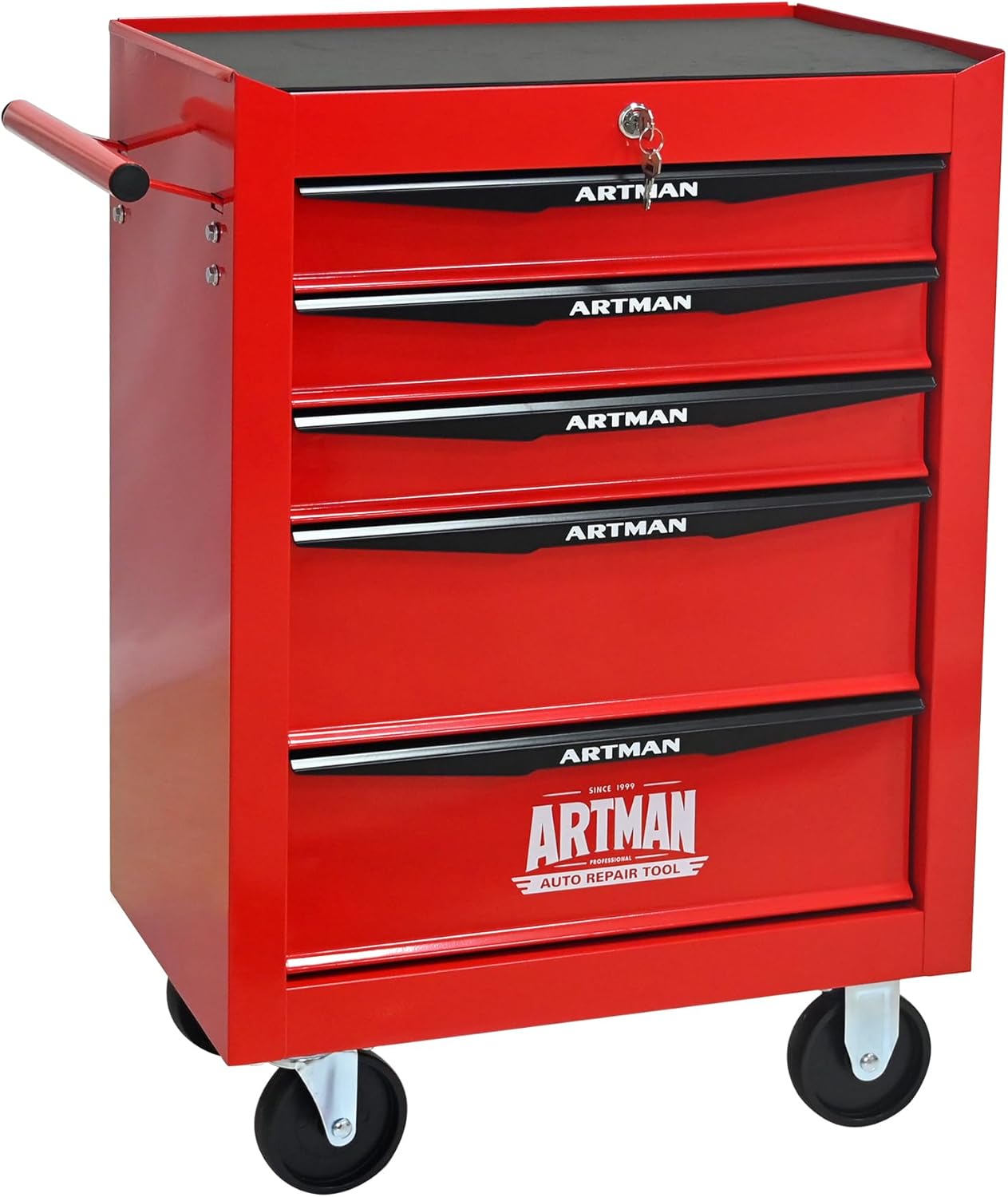 Rolling Tool Box with Wheels, Mechanics Tool Chest with 7 Drawers, Tool Box Organizer with 7 Tool Storage Boxes, Lockable Tool Storage Cabinet for Home Garage Workshop Warehouse Repair Shop, Black