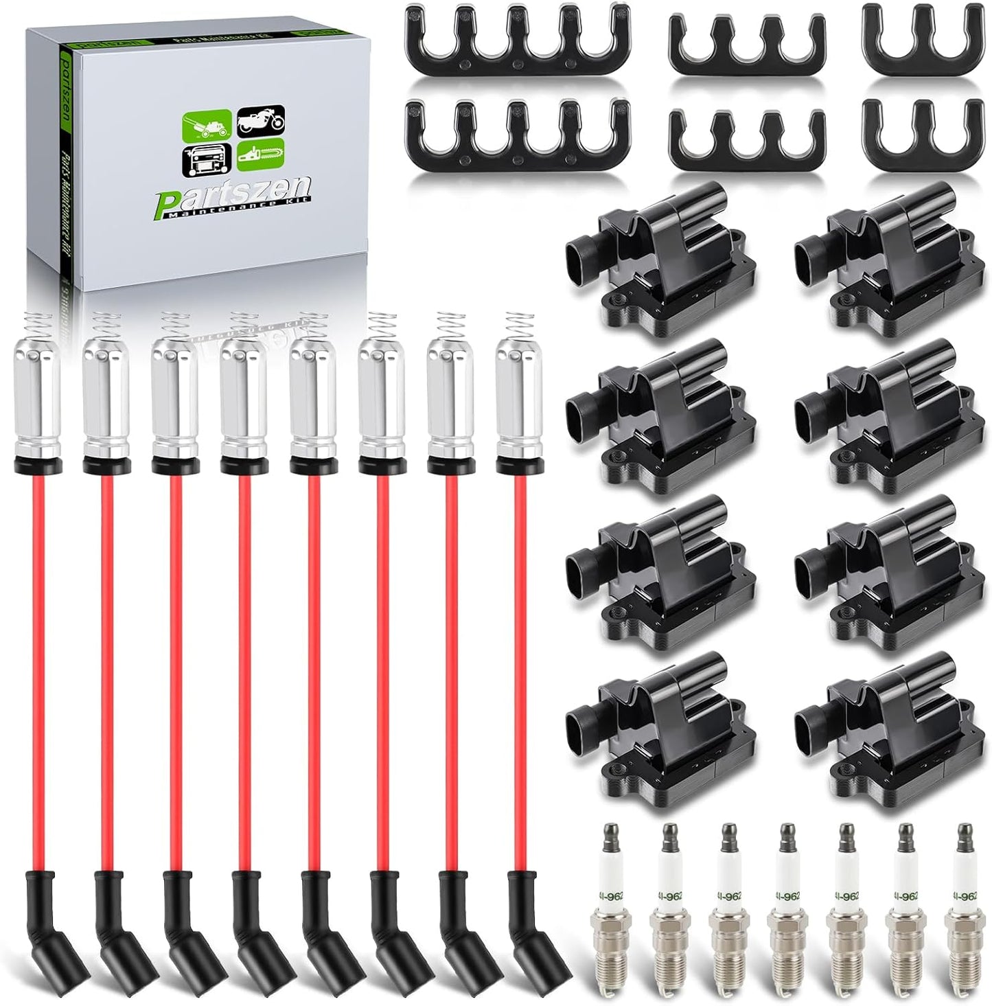 UF271 Ignition Coil Square Spark Plug Wire for Chevy Silverado Avalanche 1500 Express 2500 Tahoe for Cadillac Escalade for GMC Sierra for Buick Rainier for Hummer H2 4.8L 5.3L 6.0L 8 Pack