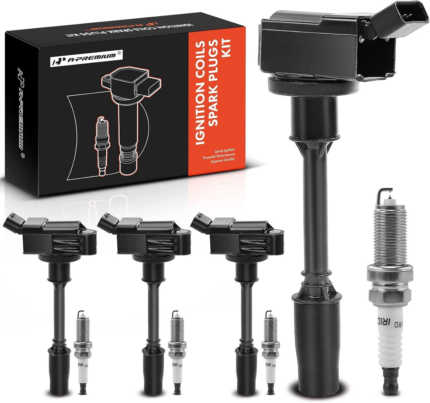 A-Premium Ignition Coils and Spark Plugs Kits Compatible with Lexus GS200t/IS200t 2016-2017, GS300/IS300/NX300 2018-2019, NX200t 2015-2017, RC200t 2016, RC300 2018-2020, 2.0L 4-PC Set