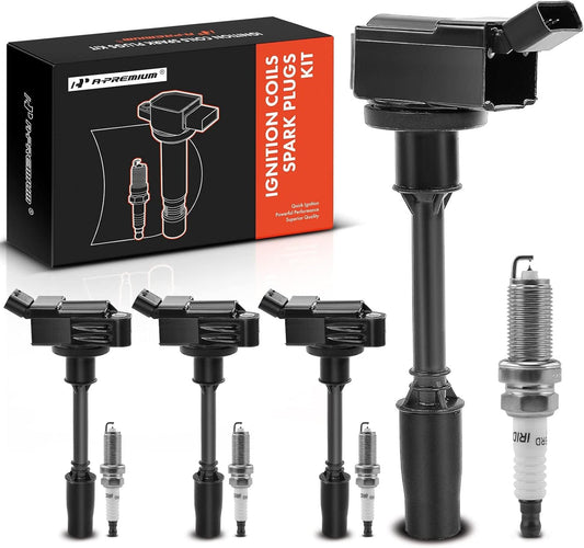 A-Premium Ignition Coils and Spark Plugs Kits Compatible with Lexus GS200t/IS200t 2016-2017, GS300/IS300/NX300 2018-2019, NX200t 2015-2017, RC200t 2016, RC300 2018-2020, 2.0L 4-PC Set