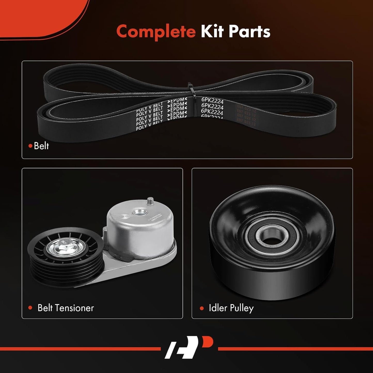 A-Premium Engine Serpentine Belt Drive Kit with Tensioner & Idler Pulley Compatible with Ford Mustang 2005-2010, V6 4.0L