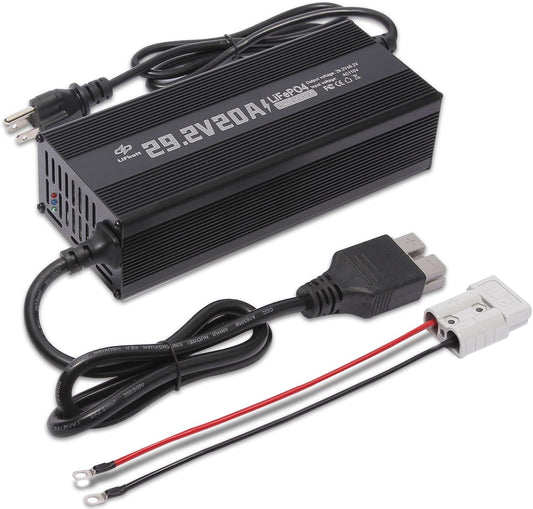 24V 20A LiFePO4 Battery Charger 29.2V Lithium Battery Smart Charger with Anderson Connector and Anderson to M8 Adapter Cable,for Lithium LiFePO4 Deep Cycle Rechargeable Batteries of Car Truck Boat RV