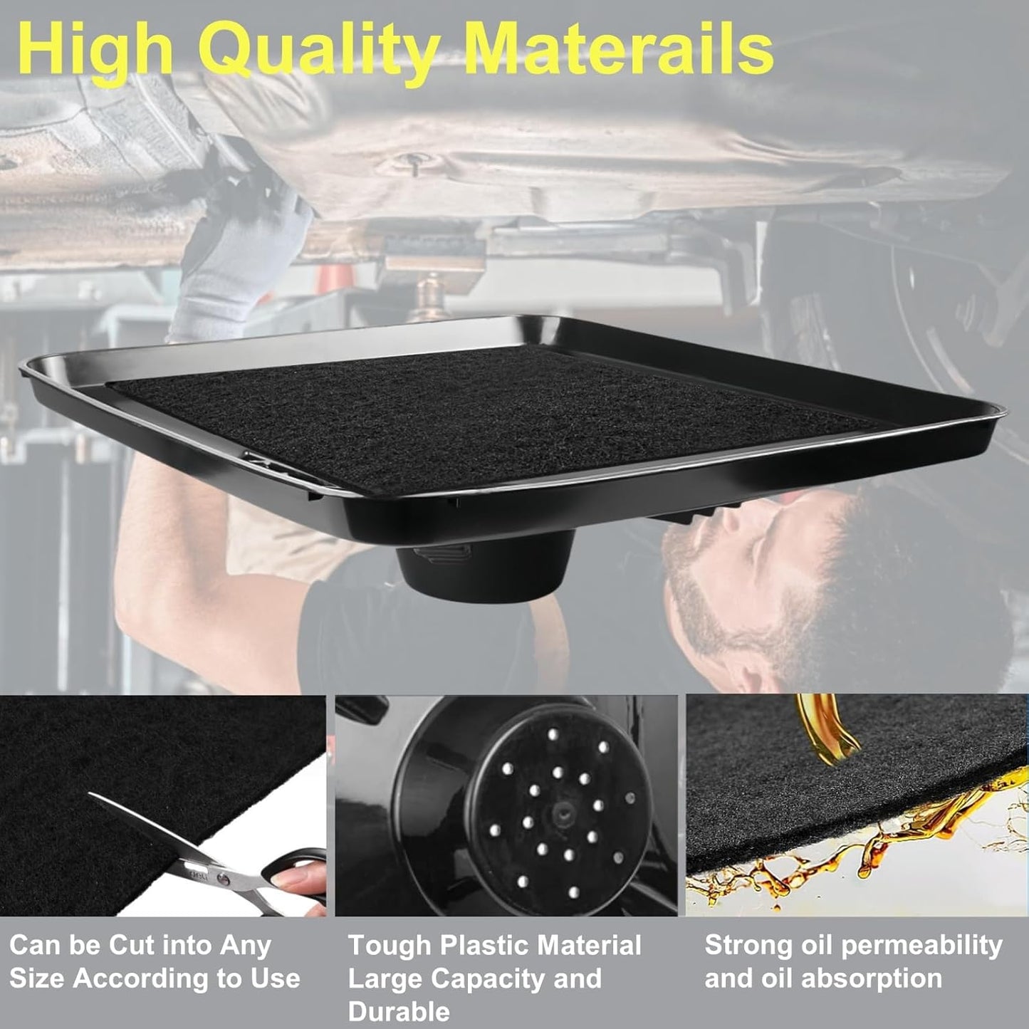 2Pack Transmission Drain Pans 17892 for Lisle Oil Drains, 6Pcs 22'' Oil Drain Splash Pads, Large Fluid Catch Pan Square Oil Drain Pan Fits Different Funnels Keep Floor Clean