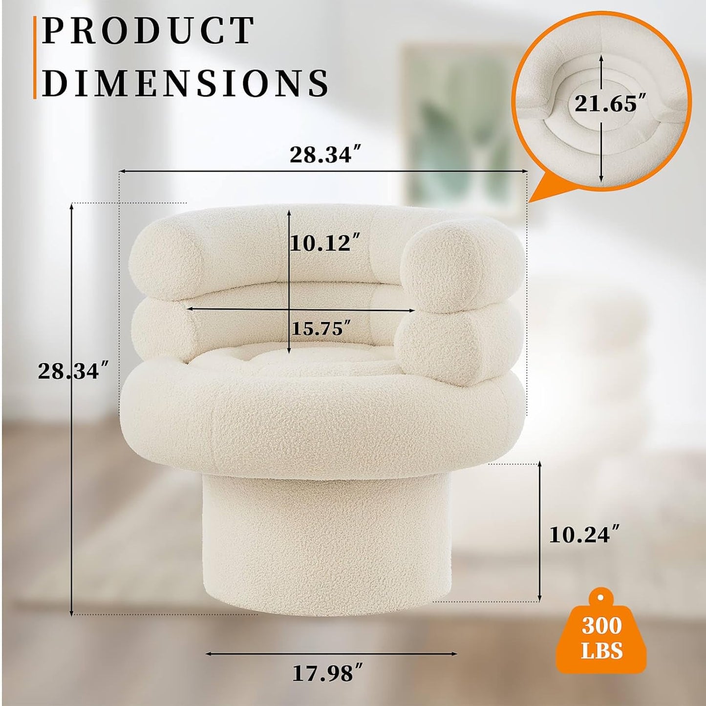 360° Swivel Accent Chair - Cozy Sherpa Fabric, Ergonomic Barrel Design, Stylish and Comfortable for Living Room, Bedroom, or Office (Beige-Sherpa)