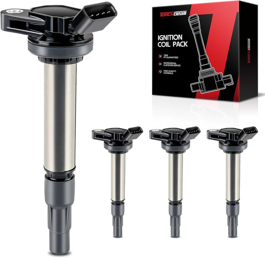 Torchbeam 4 Packs Ignition Coil UF619 Fit for 2009 2010 2011 Toyota Corolla Matrix Prius 2012 2013 2014 2015 2017 Lexus Scion IM XD Pontiac Vibe 1.8L L4 Replacement for UF619 90919-02258