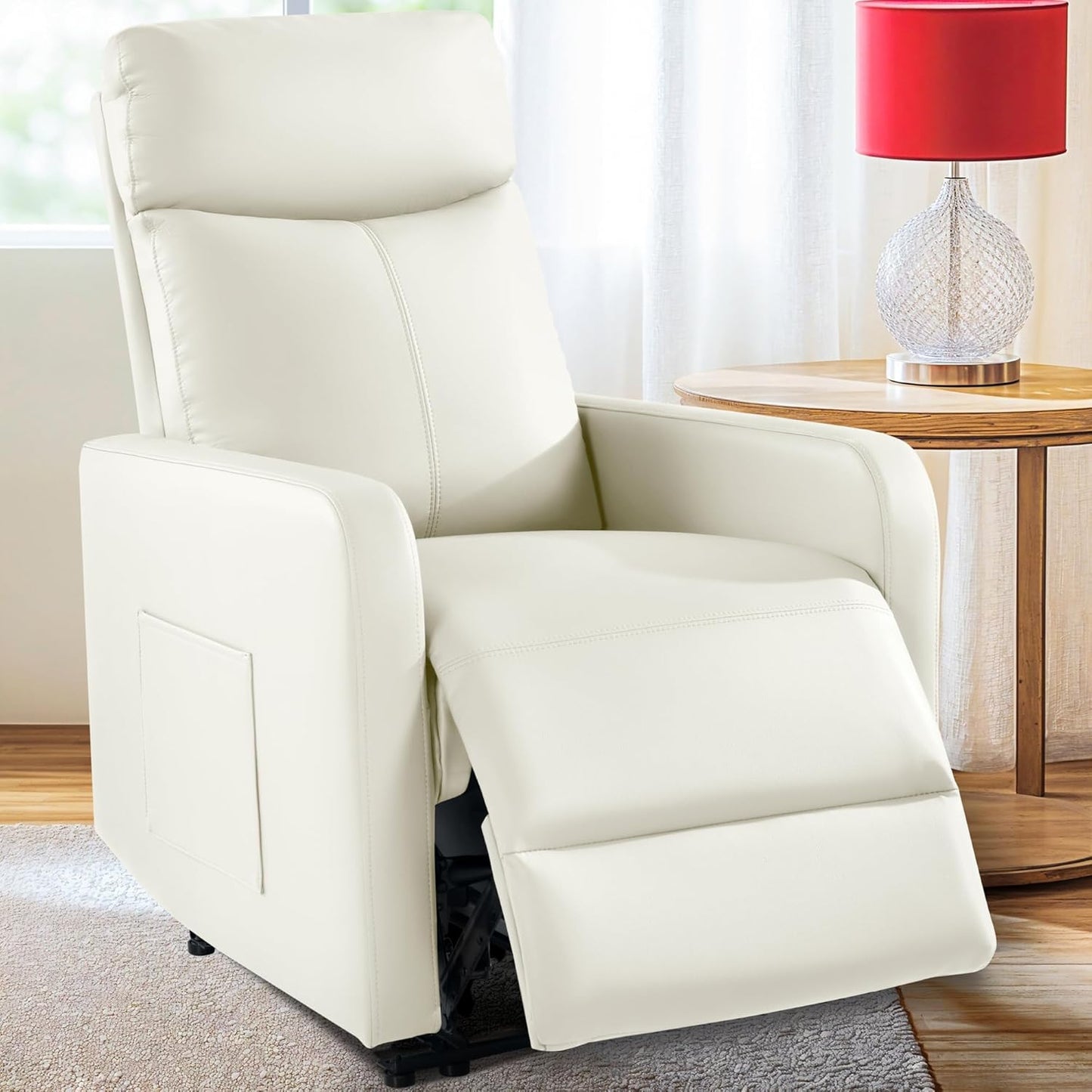 Zero Wall Power Recliner Chairs, Small Recliner for Small Spaces and Petite People Man Woman (1, Dark Brown Faux Leather)