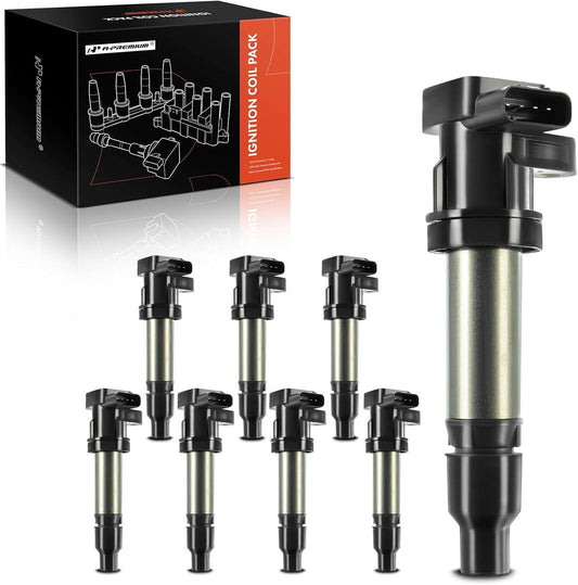 A-Premium Ignition Coils Pack Compatible with Buick Lucerne 2007-2011 Cadillac DTS SRX STS XLR 4.4L 4.6L 8-PC Set