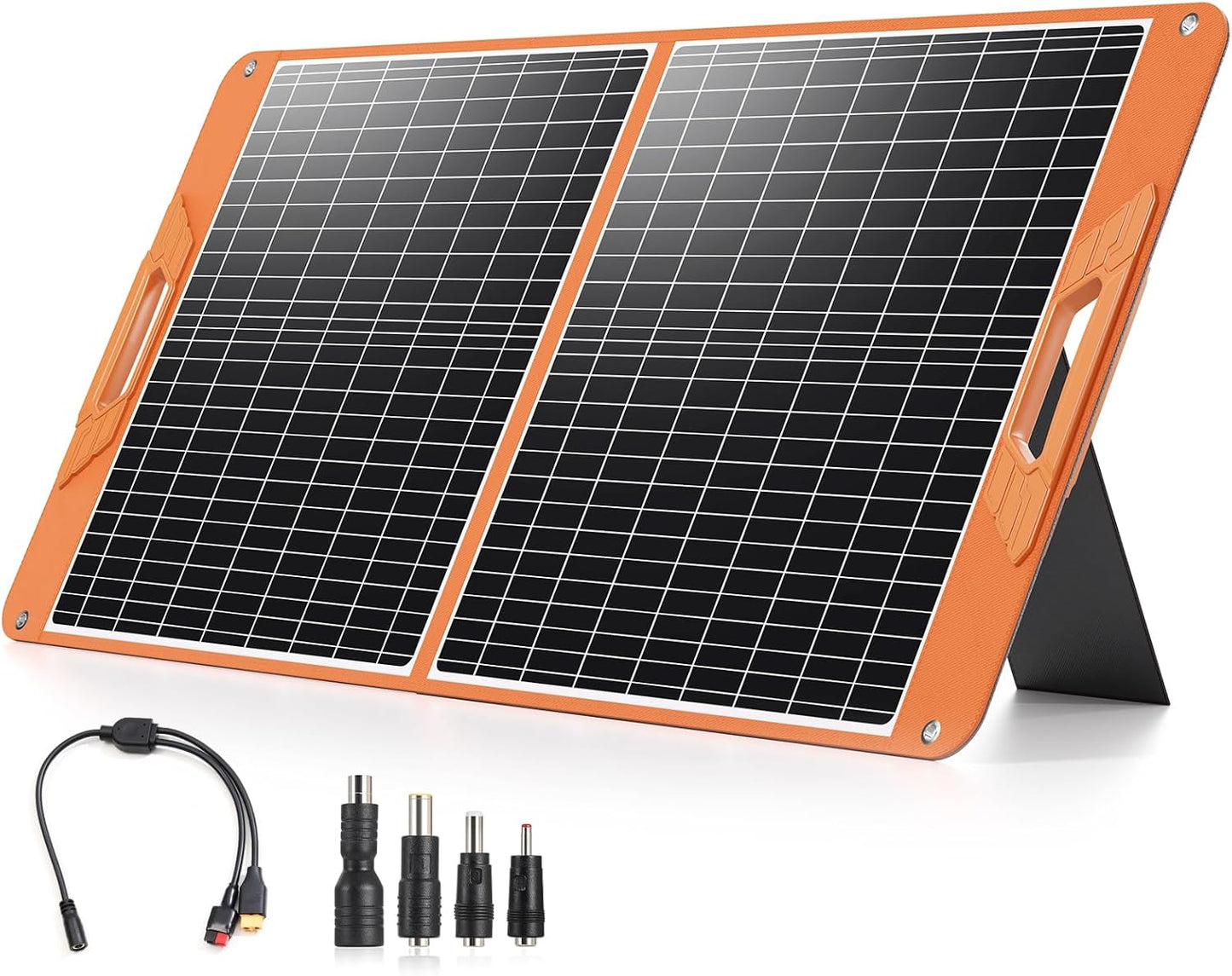 100W Portable Solar Panel for Power Station, 19.8V Foldable Solar Charger with DC/XT60/Anderson Cable & QC3.0 USB Outputs, 23% High Efficiency IP65 Waterproof 2 Kickstands for Outdoor Camping RV Trip
