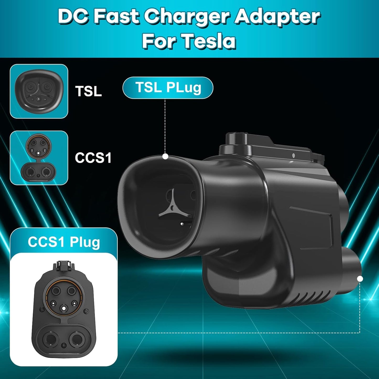 Compatible Tesla Supercharger (NACS) to CCS Electric Vehicle Adapter - 500 Amps / 1,000V - Fast Charging Your CCS1 at Tesla Superchargers