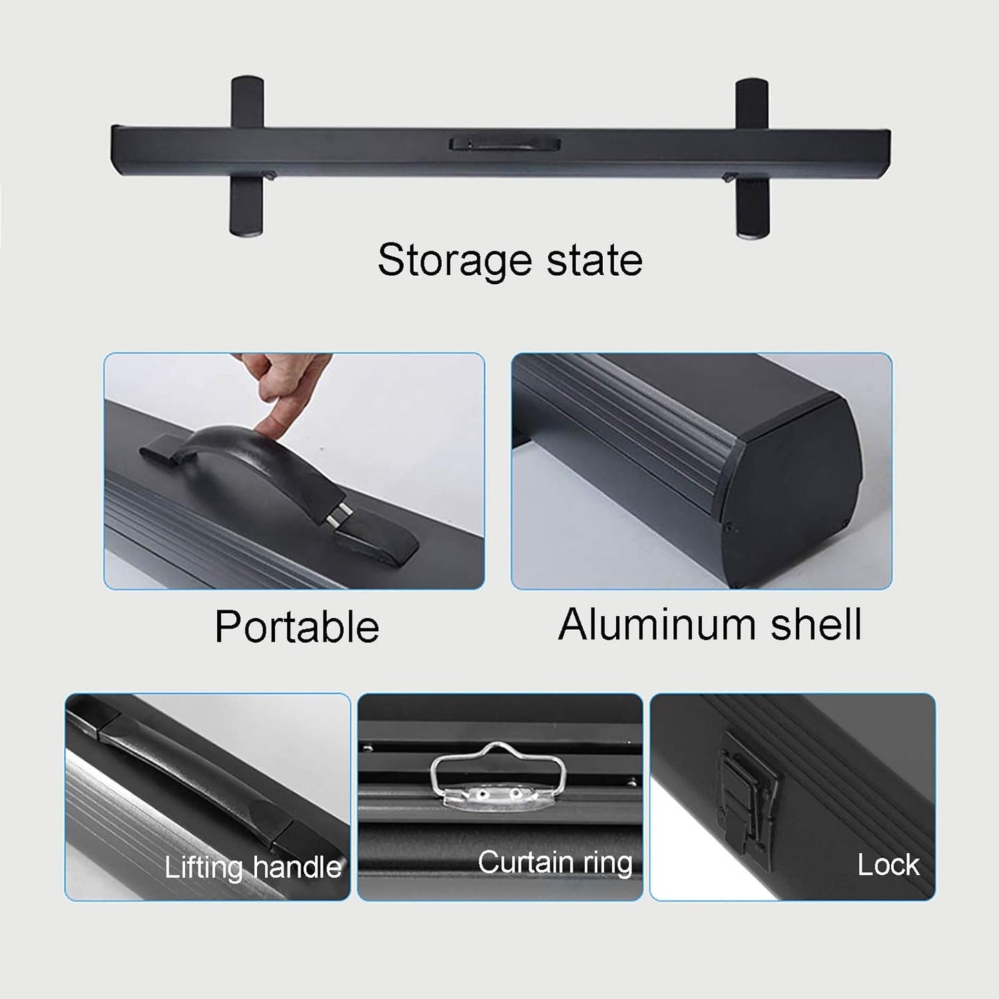 Self Standing Pull-Out Style Projection Screen, Indoor Outdoor Portable Desktop Projection Screen, 4:3/16:9/16:10 HD Projection Screen for Home Theater School Meeting (60 inch 4: 3