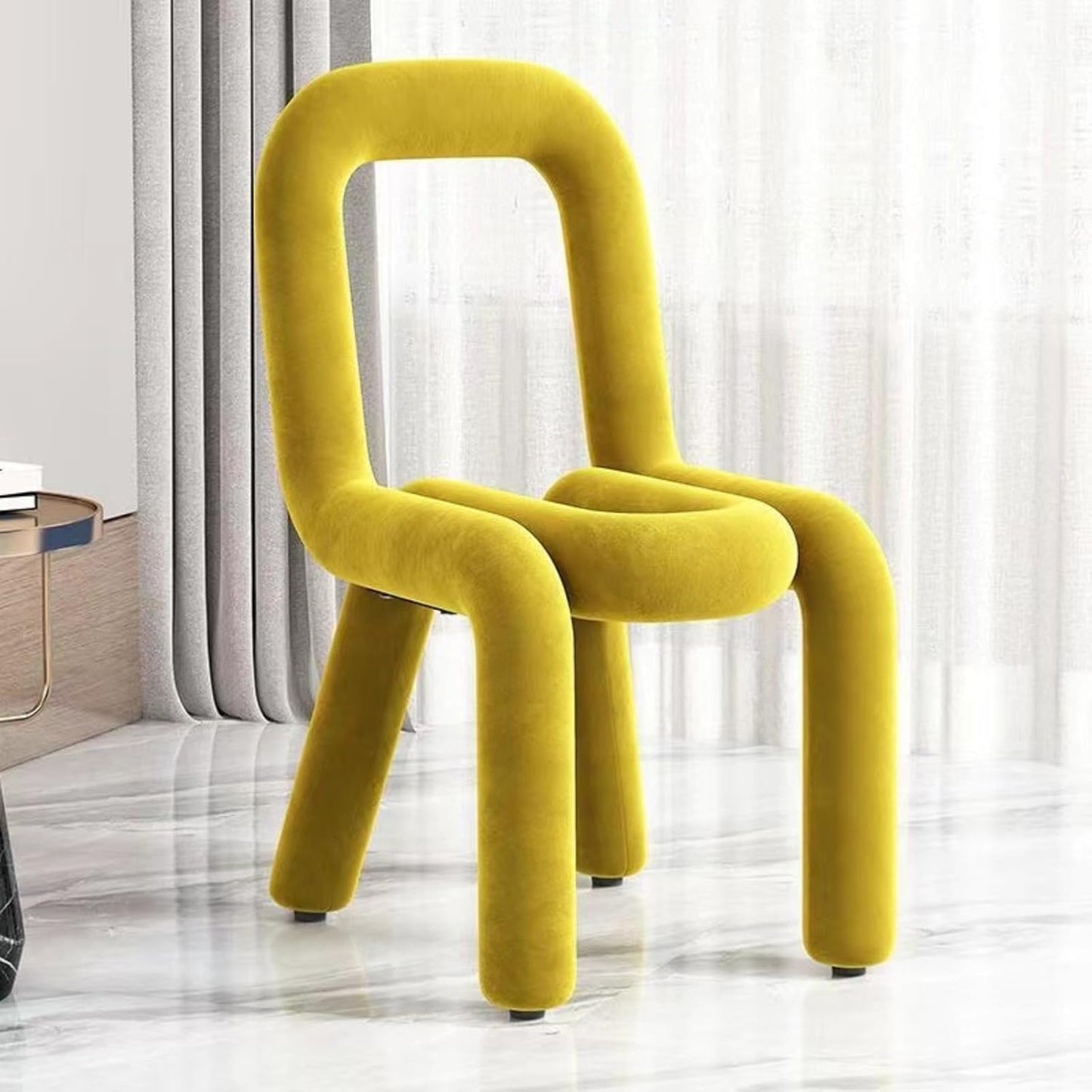 Vanity Chair with Back, Modern Ottoman - Soft Padded Seat, Makeup Stool Velvet Footrest Accent Chair for Home, Garden, Bedroom - Armless Luxury Chair for Living Room, Entryway