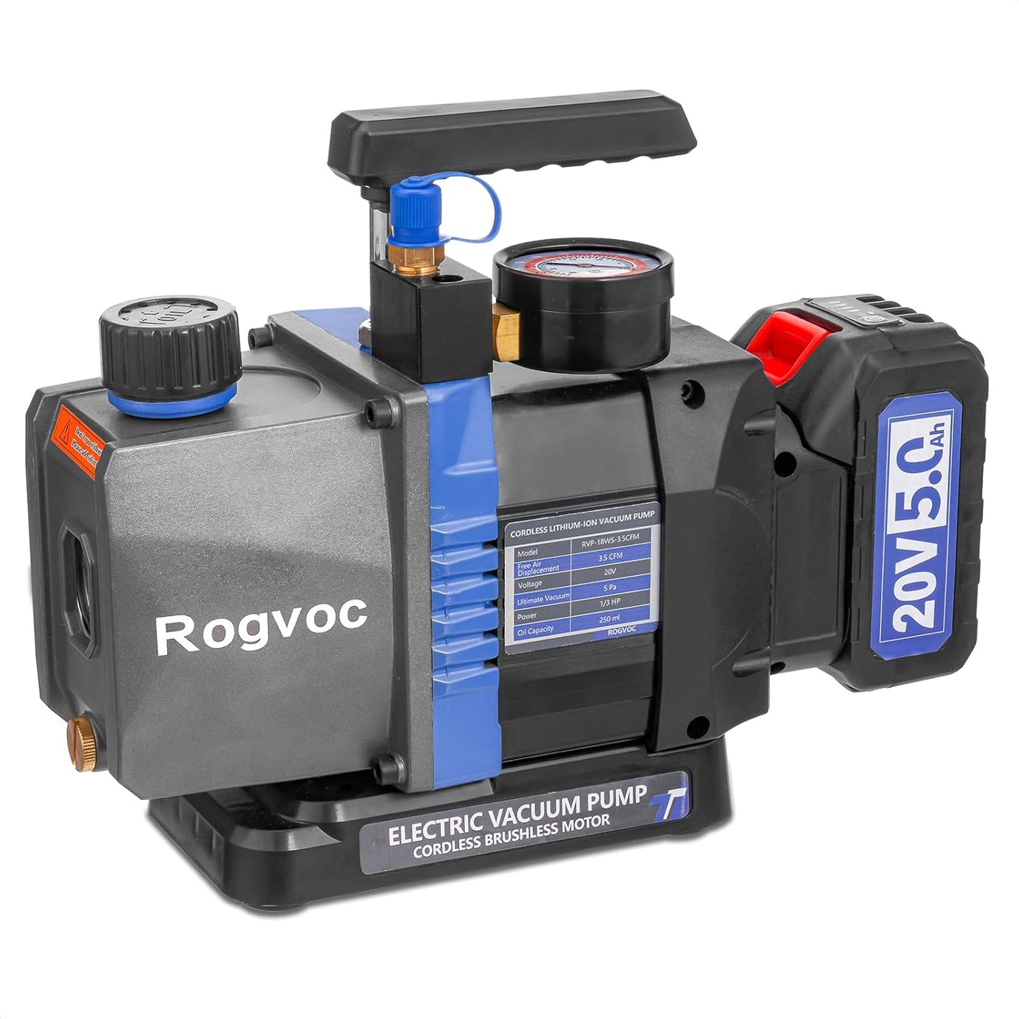 3.5 CFM Vacuum Pump, 110V 1/4 HP Single Stage Rotary Vane Air Vacuum Pump for HVAC/AUTO, AC Refrigerant Recharging, Applicable to R12 R22 R134a R410a