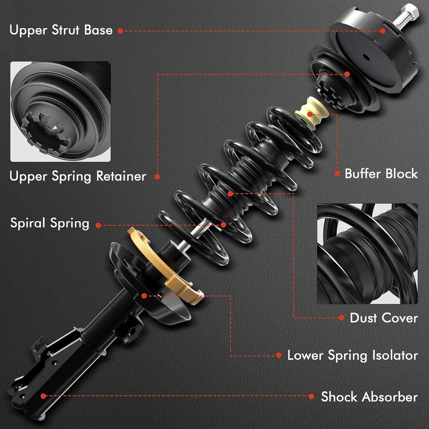 A-Premium Front and Rear Shock Complete Strut & Coil Spring Assembly Compatible with Infiniti G35 2003 2004 2005 2006 Coupe, without Sport Suspension, 4-PC Set