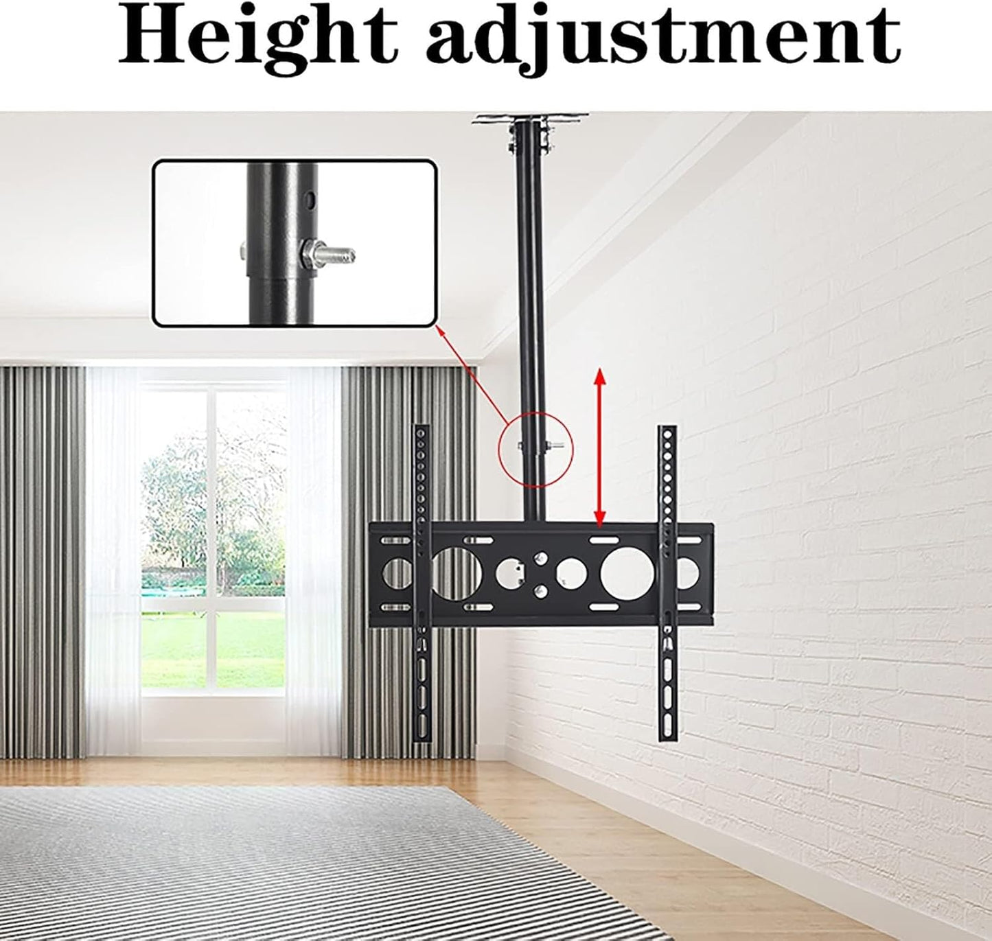 Universal Ceiling TV Mount Bracket, Height Adjustable, 360° Swivel & Tilt, Fits 32-55 Inch TVs, Max 45kg Load(0.5)