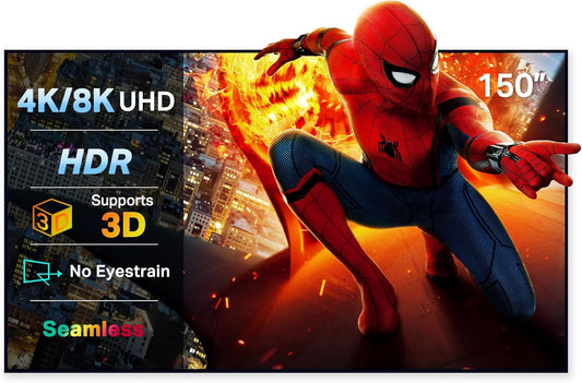 4K/8K Projector Screen Fixed Frame 170° Viewing Angle Projection Screen for Home Theater Movie Office Use, Ultra HD, HDTV, HDR & Active 3D (130")