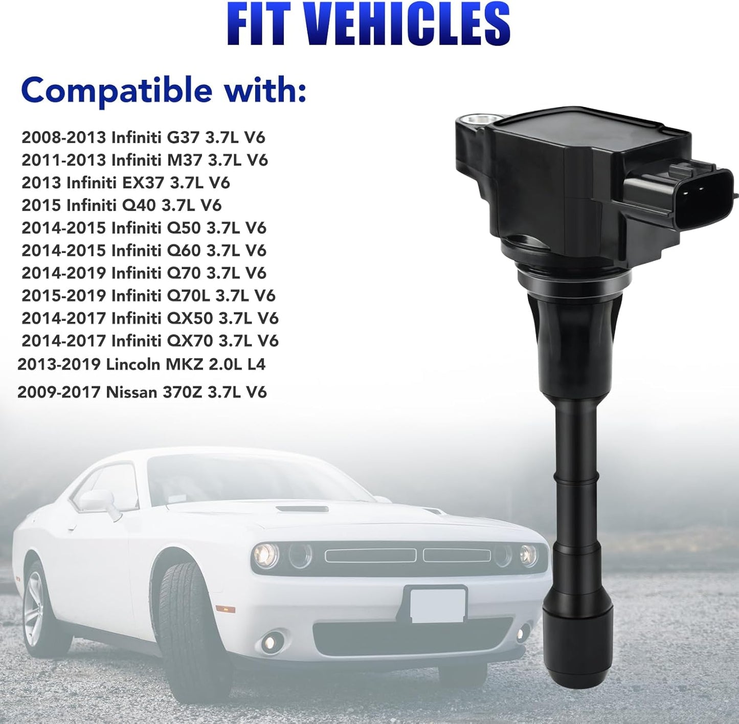 Set of 6 Ignition Coil Pack fits for 2008 2009 2010 2011 2012 2013 Infiniti G37 M37 EX37 Nissan 370Z 3.7 Coils Replaces UF617 22448EY00A