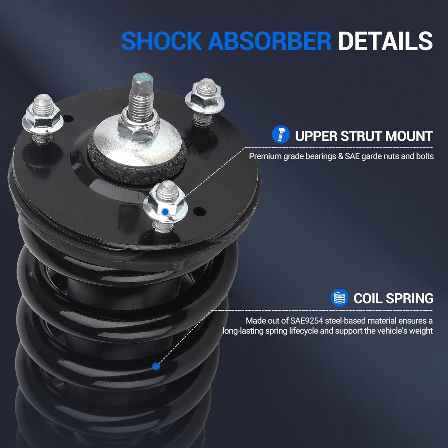 Autoround Front Complete Strut Shock Absorber Compatible with Toyota Sequoia 2001 2002 2003 2004 2005 2006 2007 171348L 171348R Struts with Coil Spring Assembly, Both Driver Passenger Side