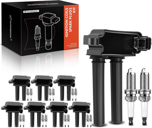A-Premium 8x (Black) Ignition Coil Pack and 16x Iridium Spark Plugs Compatible with Dodge Ram 1500 2500 3500 Durango Challenger Charger & Jeep Grand Cherokee & Chrysler