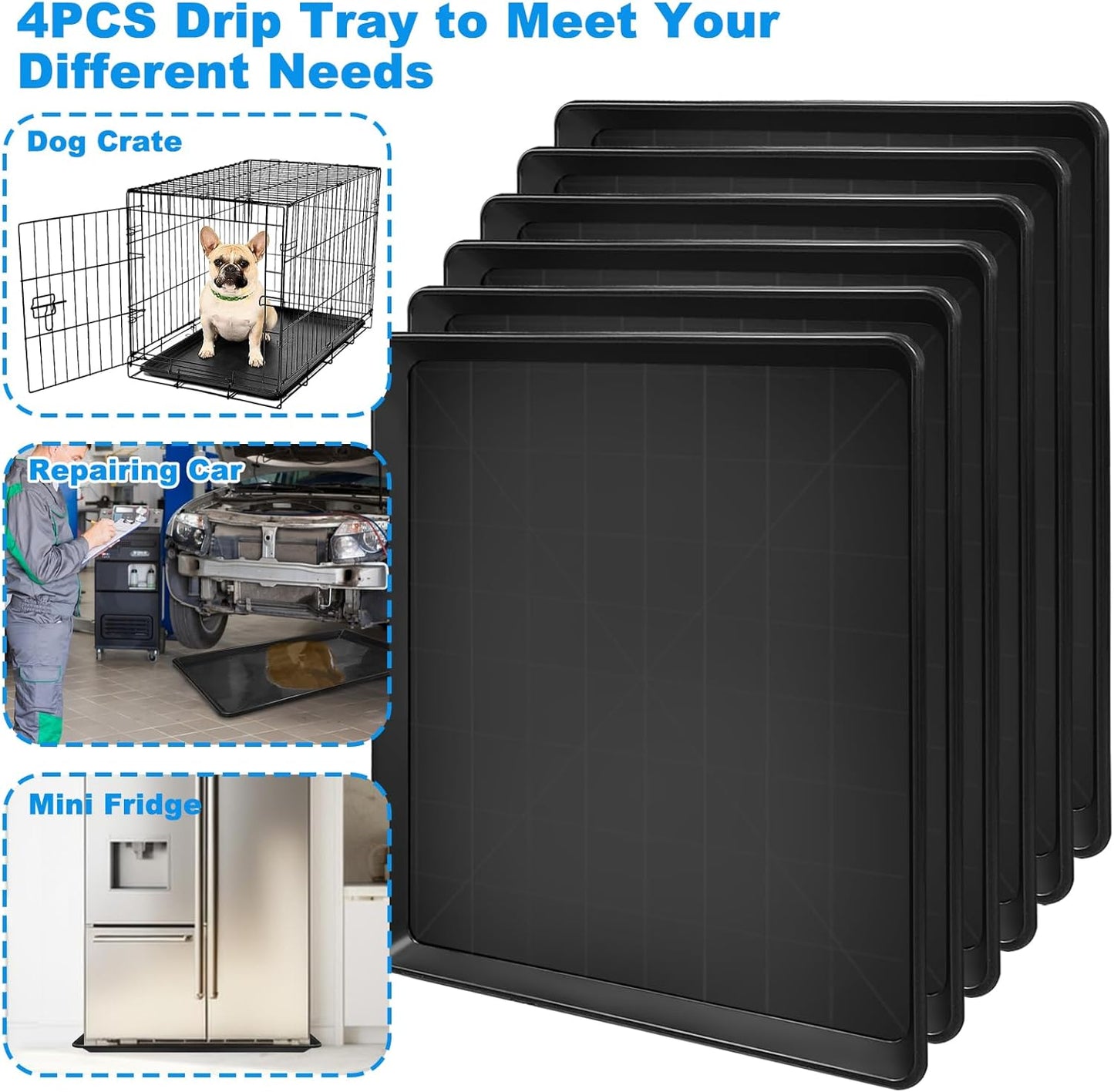 6 Pack Large Oil Change Drain Pan - 22” Auto Oil Drip Pan，Oil Drip Tray for Under Car Plastic Oil Tray,Mini Fridge Drip Tray for Air Conditioners Machinery Oil Catch Pan Replacement Tray